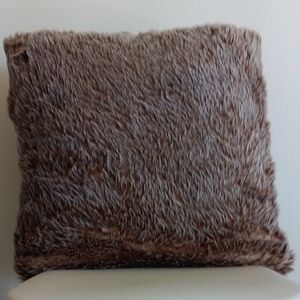 Brown Faux Fur Accent Pillow